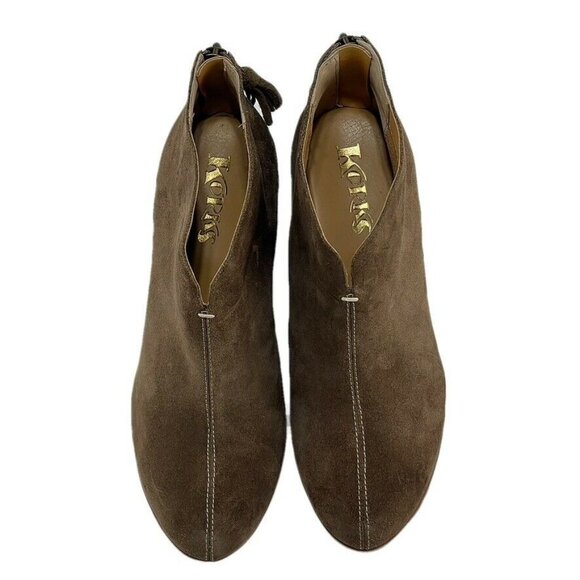 Korks Womens Brown Suede Wedge Ankle Boots 8M With Back Zipper Closure - Picture 2 of 12